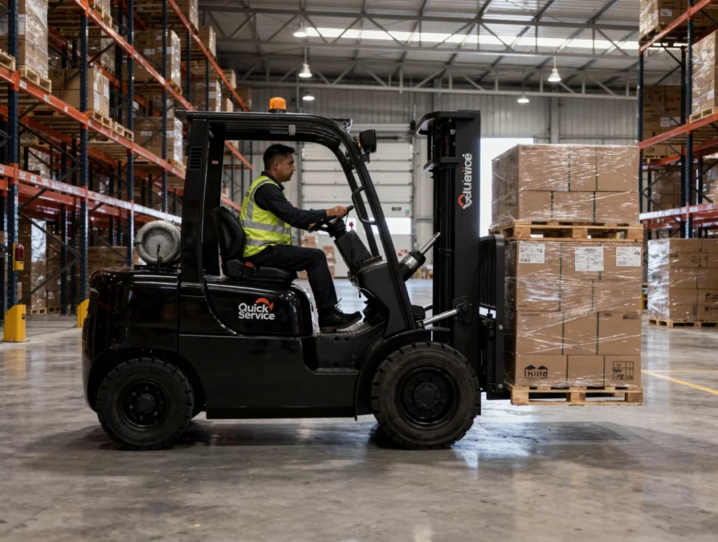 Cuando el cierre de mes aprieta, la bodega no puede detenerse 1 Operador descargando pallets en una bodega de Tocancipá